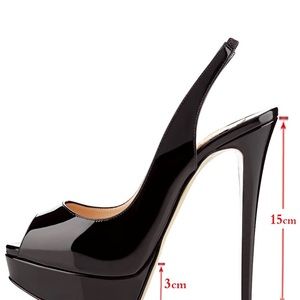 Patent leather platform heel.